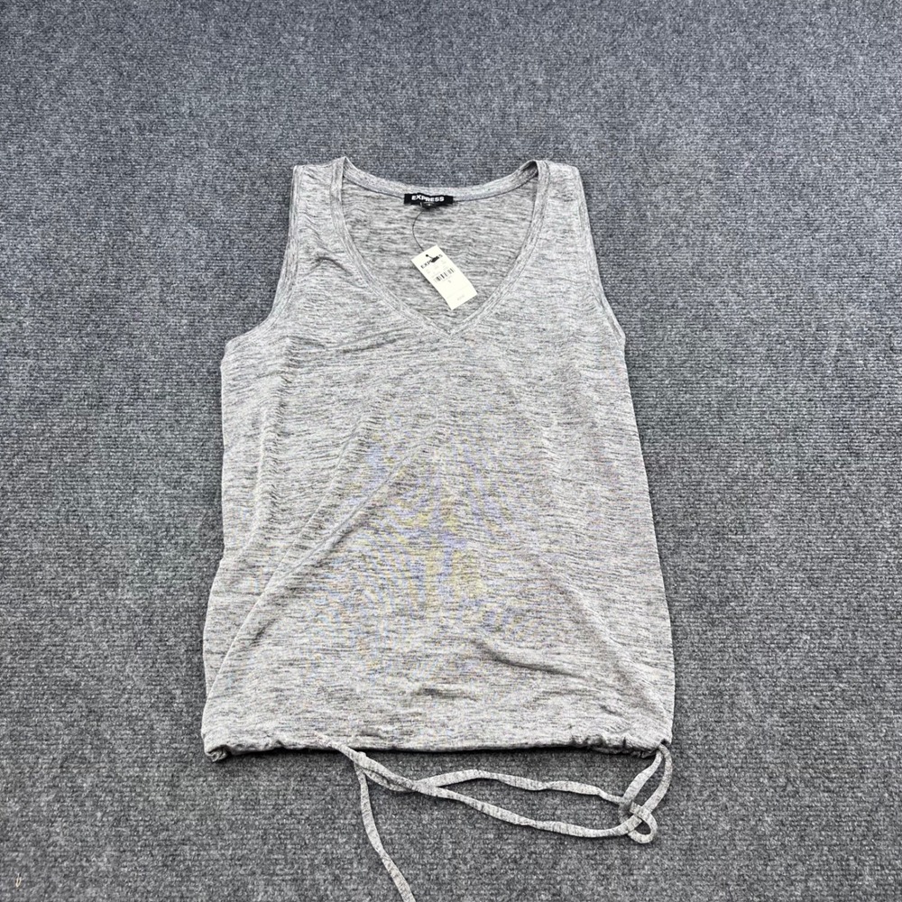 Express Space Dye Cinch Hem Gray Knit Tank Top - Picture 2 of 7